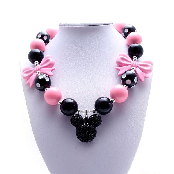Minnie Mouse Necklace Pink and Black