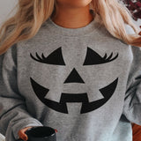 Lady Jack-o-Lantern Face Sweater - Gray