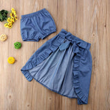 Lace Top & Denim Skirt Set