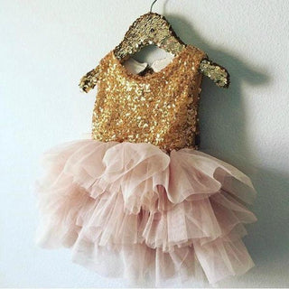 Fancy 1st Birthday Dresses, Formal First Birthday Dresses Pink and Gold Dress & Bow / 18-24M