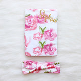 Personalized Baby Blanket Floral Baby Girl Swaddle Blanket