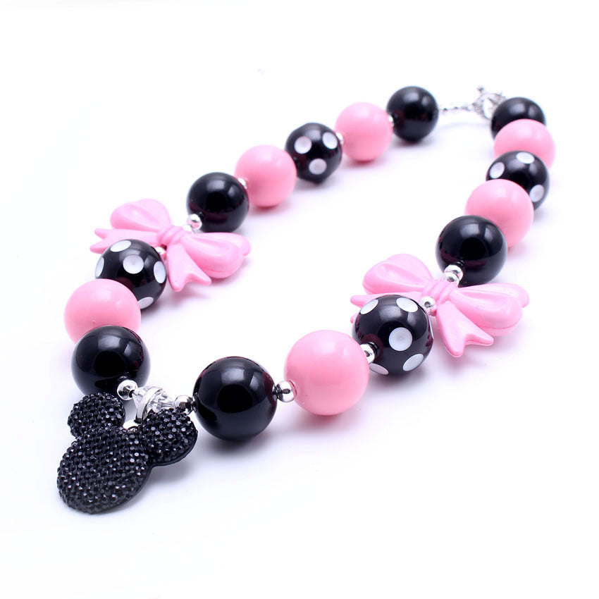Minnie Mouse Necklace Pink and Black