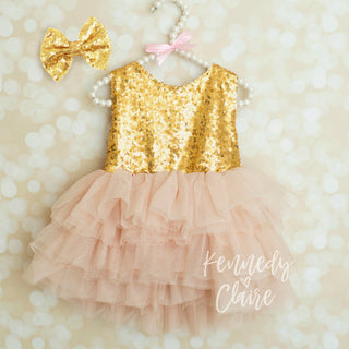 Fancy Toddler Dress, Toddler Birthday Dress, Formal Toddler Dresses Dress & Bow / 4T
