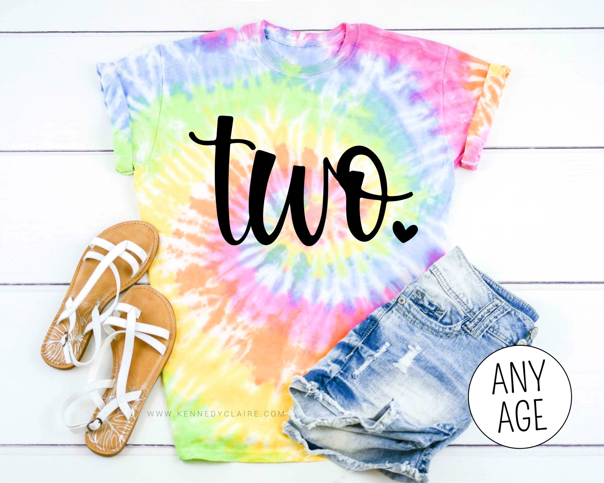 Girls 2nd Birthday Shirt TWO Birthday Shirt Tie Dye Birthday Girl Shirts for All Ages