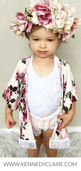 Toddler Kimono Floral White