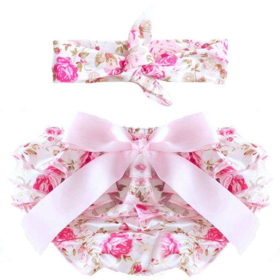 (5-PACK) FLORAL BLOOMER & HEAD-WRAP SETS