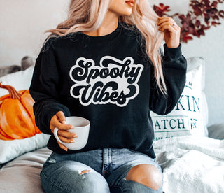 Retro Spooky Vibes Sweater Black